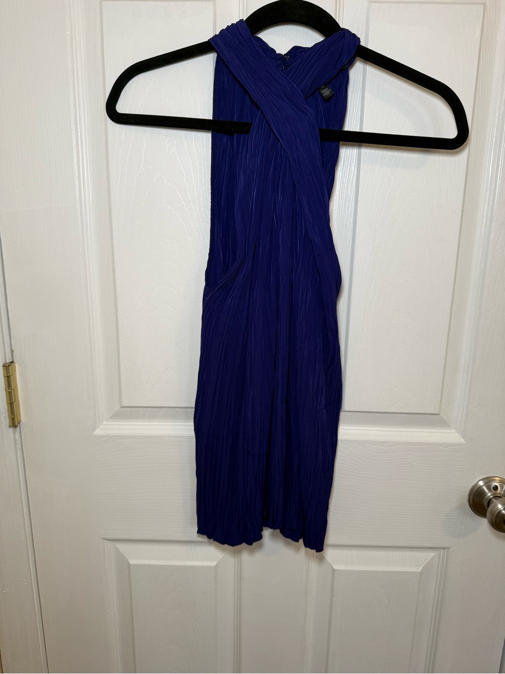 Sleeveless Pleated Halter Tank - Violet Purple